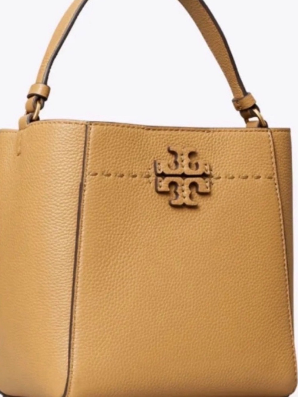 Tory Burch Pebbled Leather Mcgraw Bucket Bag - Picture 10 of 13
